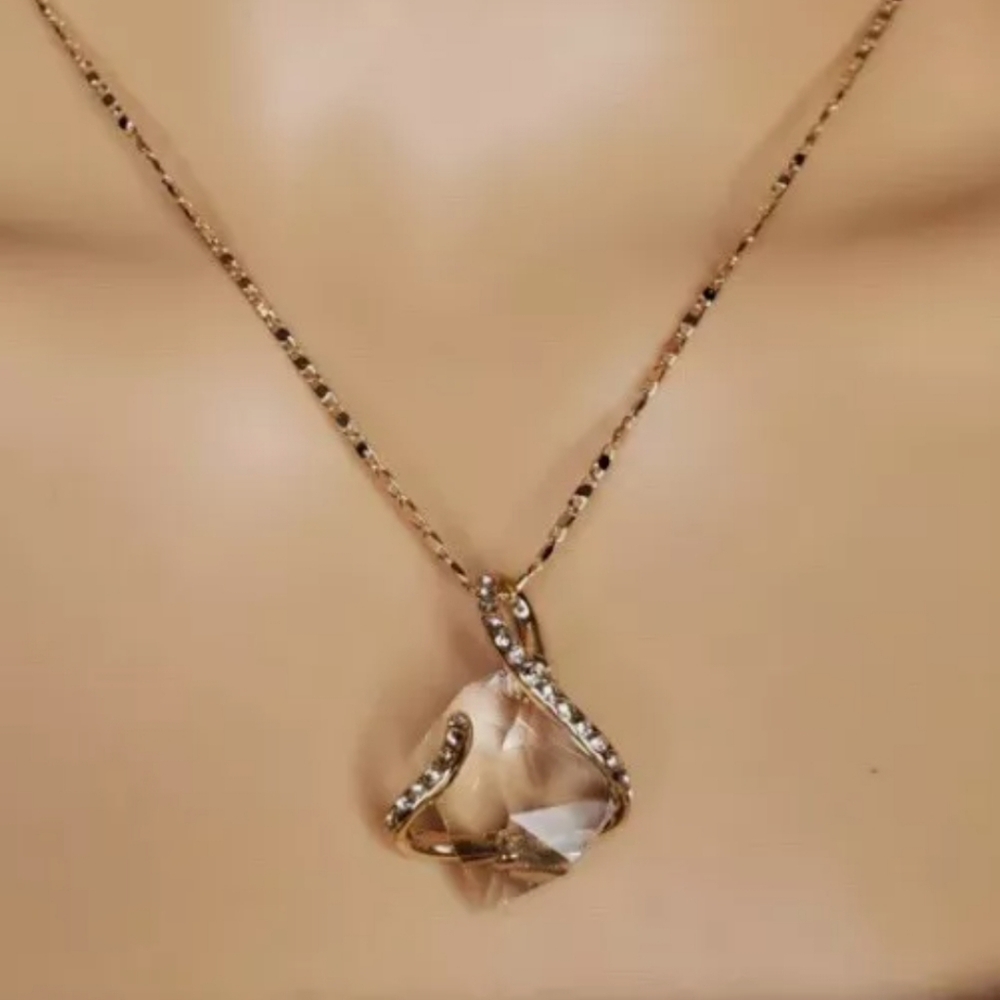 Pave Wrapped Crystal Necklace